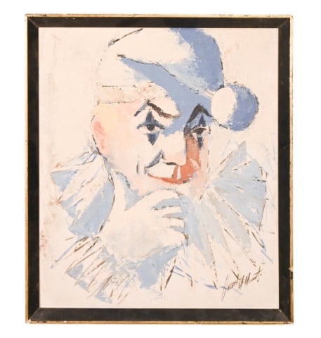 Vincent Mennuto Signed 1961 Oil Painting of Clown (1 of 8)