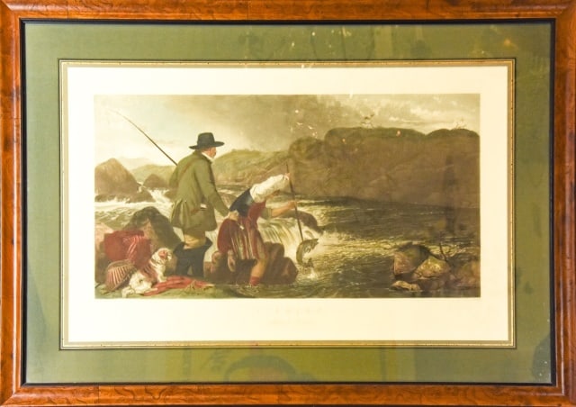 Simmons & Ansdell Antique Color Engraving Fishing (1 of 7)