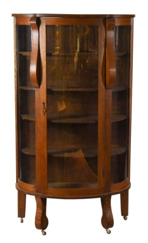 Vintage Glass Curio Cabinet on Casters (1 of 10)
