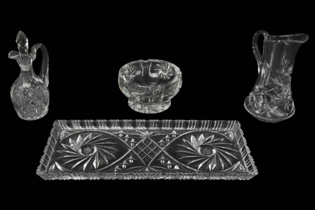 Brilliant Cut Glass Serving Pieces w Star Pattern (1 of 11)
