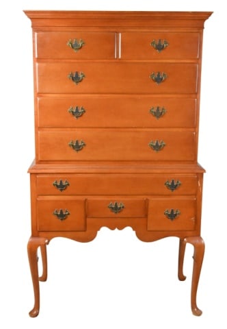 Queen Ann Style Hand Carved Highboy Dresser (1 of 10)