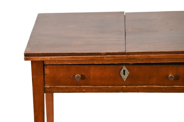 Antique Folding Side Table w/ Drawer on Casters - 12