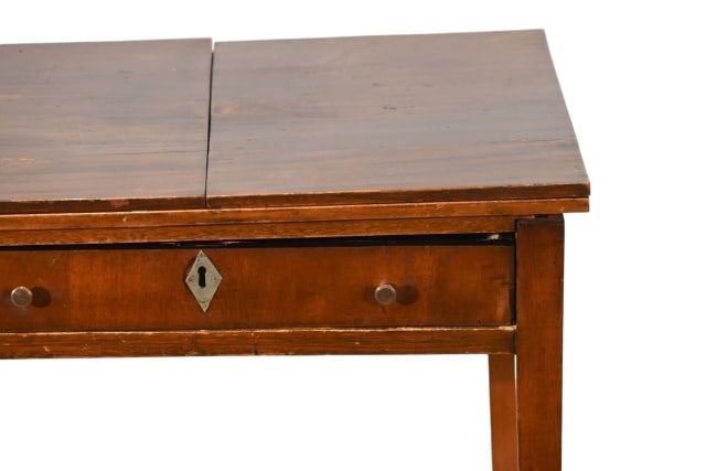 Antique Folding Side Table w/ Drawer on Casters - 13