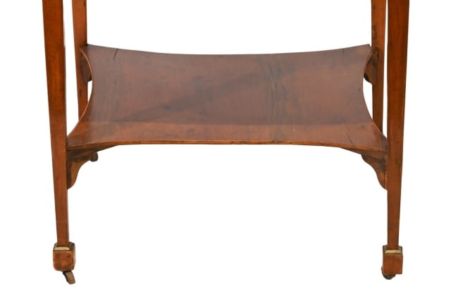 Antique Folding Side Table w/ Drawer on Casters - 14