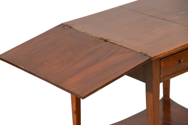 Antique Folding Side Table w/ Drawer on Casters - 4
