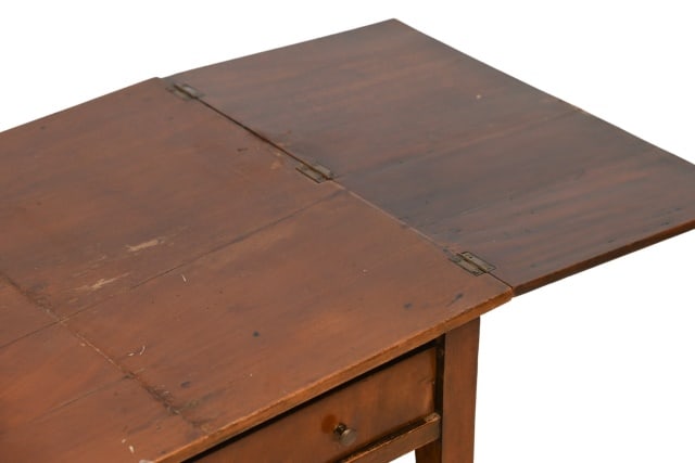 Antique Folding Side Table w/ Drawer on Casters - 5