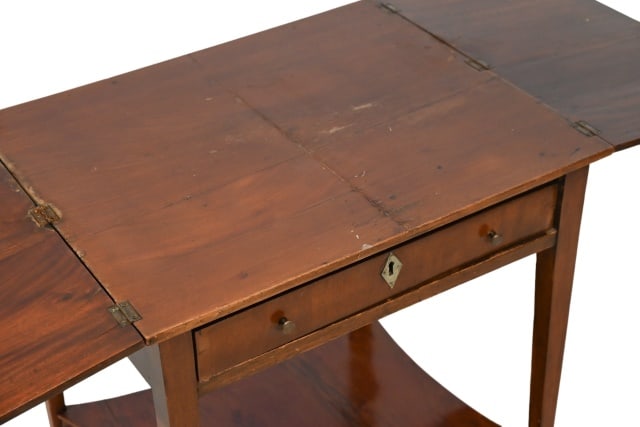 Antique Folding Side Table w/ Drawer on Casters - 6