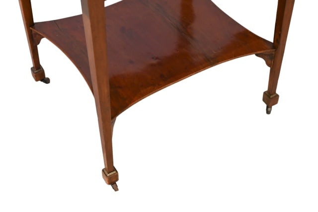 Antique Folding Side Table w/ Drawer on Casters - 7