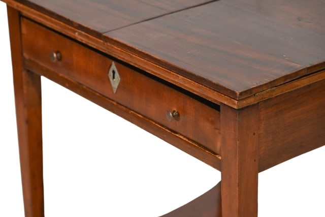 Antique Folding Side Table w/ Drawer on Casters - 9