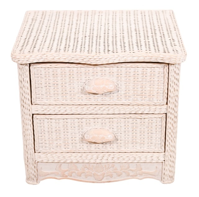 Jamaica Collection White Washed Wicker Side Table (1 of 11)