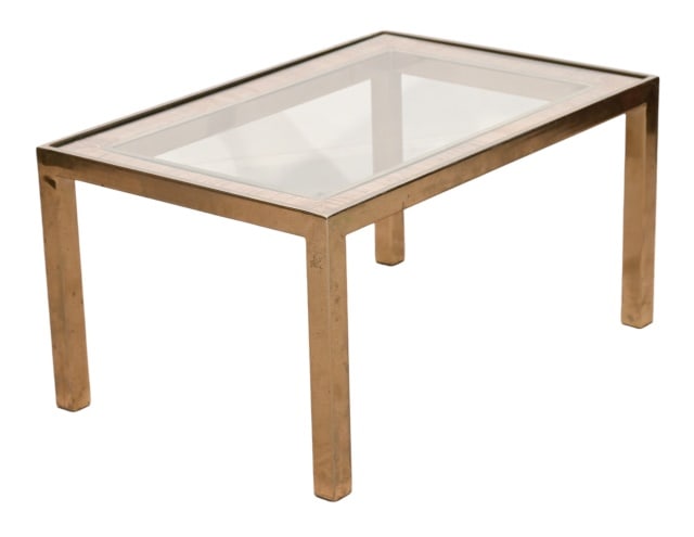 Polished Brass Glass Rattan and Glass Top Table (1 of 17)
