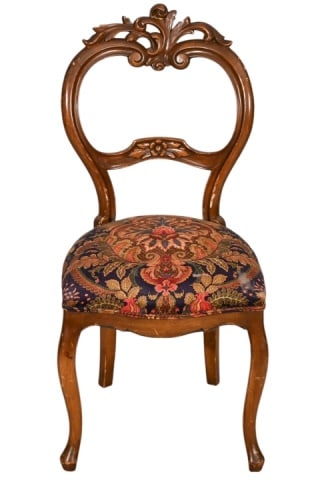 Victorian Style Carved Upholstered Accent Chair (1 of 12)