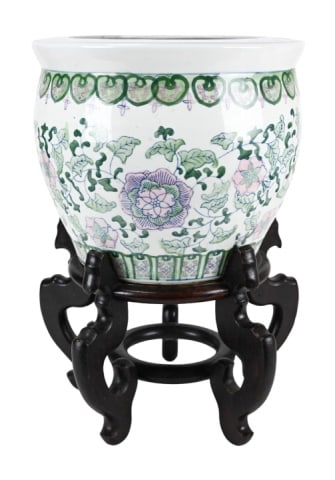 Chinese Porcelain Famille Rose 14" Fish Bowl Stand (1 of 9)
