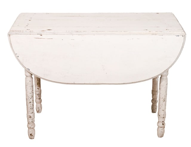 Farmhouse Style Distressed Paint Drop Leaf Table (1 of 14)