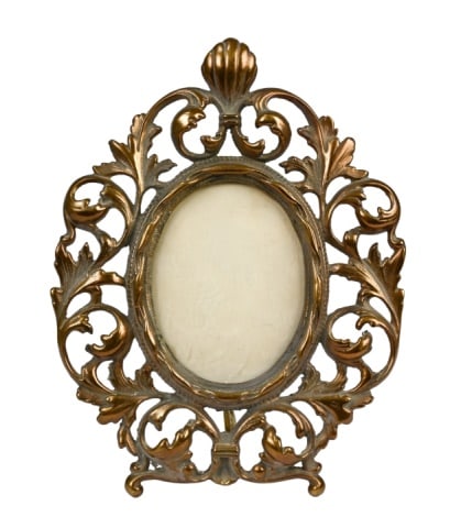 Antique Victorian Iron Brass Tone Picture Frame (1 of 7)