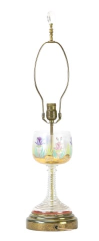 Vintage Painted Bohemian Glass Table Lamp (1 of 9)