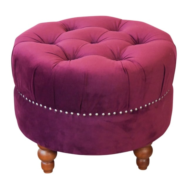 Jennifer Taylor Round Tufted Ottoman: Jennifer Taylor Round Tufted Ottoman with Nail Head Trim.Measures 18 inches x 24 inches diameter