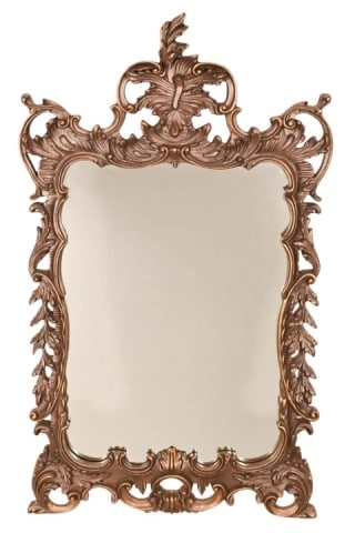 Rococo Style Ornate Gilt Painted Wall Mirror: Rococo Style Ornate Gilt Painted Wall Mirror .Measures 50 inches x 30 inches x 3 inches.