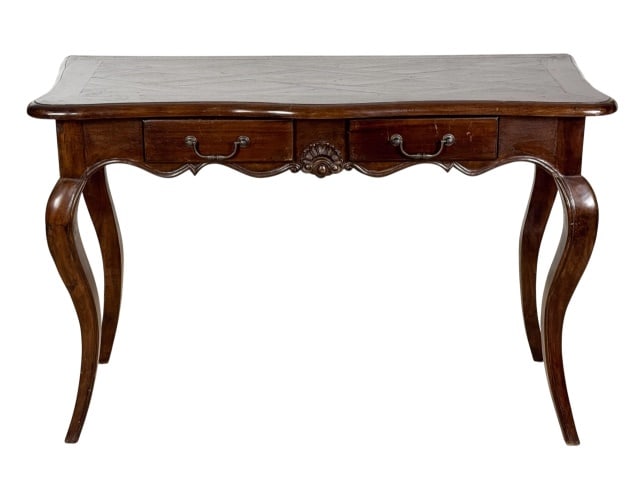 Louis XV Carved Reclaimed Wood Ladies Desk: Louis XV Hand Carved Reclaimed Wood Ladies Desk.Measures 32 inches x 48 inches x 20 inches.
