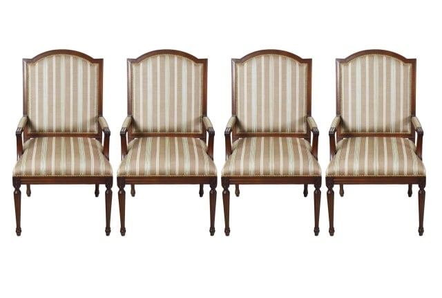 Louis XVI Style Upholstered Square Back Armchairs (1 of 9)