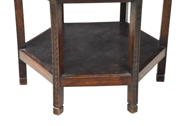 Antique Hand Carved Hexagonal Side Table - 3
