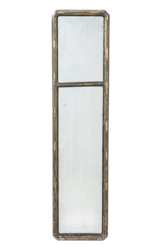 Traditional Style Distressed Gilt Painted Mirror: Traditional Style Distressed Gilt Painted Painted Mirror with A Horizontal Divider.Measures 29 inches x 7 inches.