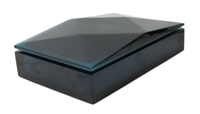 Simone Coste Polished Resin Faceted Box: Simone Coste Polished Resin Faceted Square Trinket Box.Measures 3.25 inches x 11.50 inches x 7.50 inches.