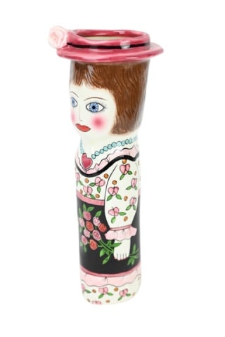 Susan Paley Hand Painted Porcelain Jamie Vase: Susan Paley Hand Painted Porcelain Jamie Vase.Measures 12 inches x 4 inches.