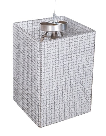 Cut Rock Chandelier in Stainless Steel Wire: Cut Rock Chandelier in Stainless Steel Wire.MEasures 15 inches x 10.5 inches square.