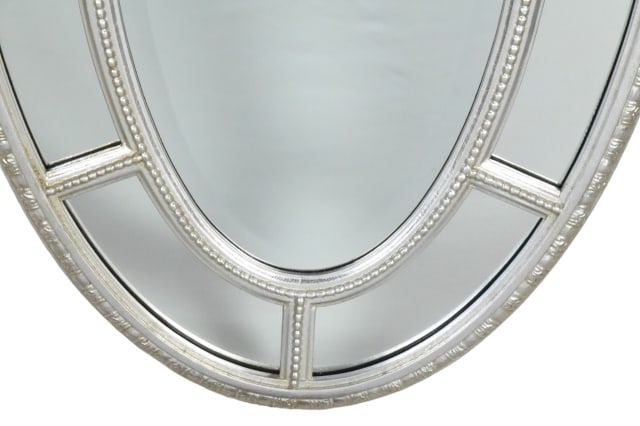 Oval Wall Mirror Featuring Window Pane Design - 5