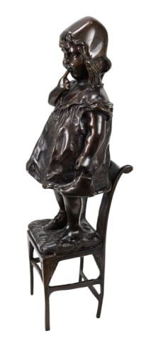 Pierre Jules Mene Littel Girl Bronze Sculpture: Pierre Jules Mene Girl Bronze Sculpture.measures 17 inches x 6 inches x 7 inches.