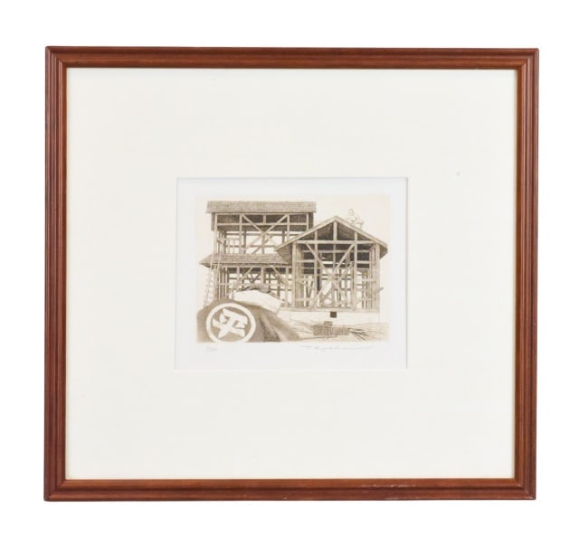 Japanese Ryohei Tanaka Construction Etching (1 of 6)