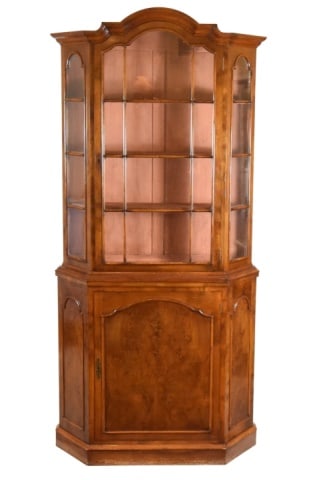 George II Dutch Style Burl Wood Veneered Cabinet: George II Dutch Style Burl Wood Veneered Cabinet. Crack in one Panel. Sold as is.Measures 81 inches x 39 inches x 12 inches.