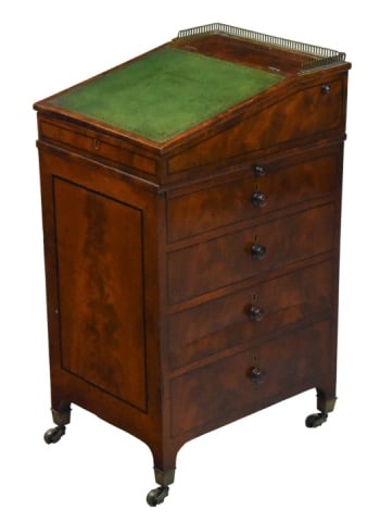 Victorian Era Davenport Leather Top Writing Desk (1 of 9)