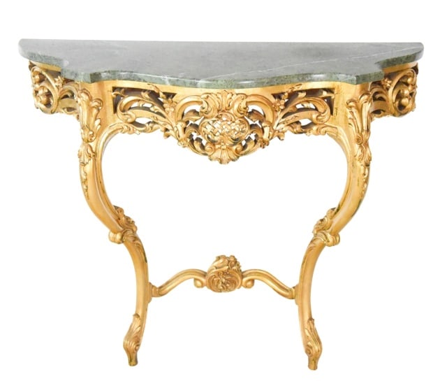 Louis XV Style Carved Gilt Wall Console Table (1 of 12)