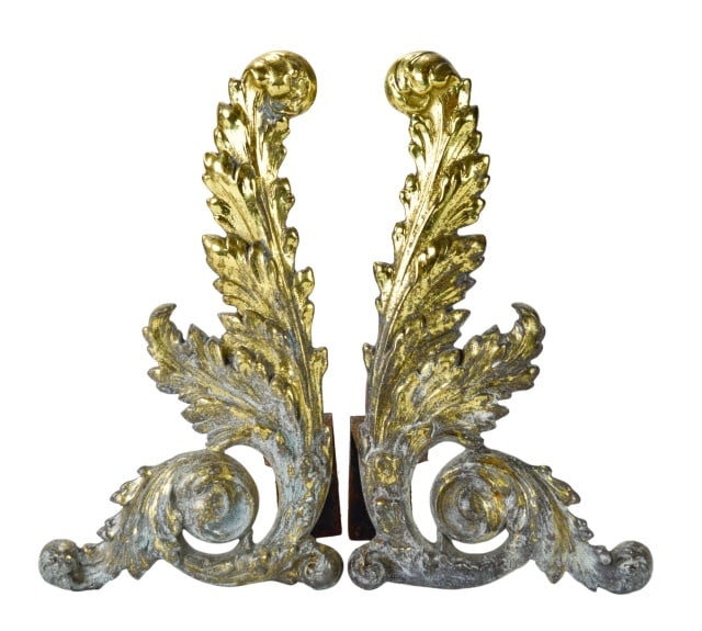 Gilt Tone Florentine Style Fireplace Chenets (1 of 5)
