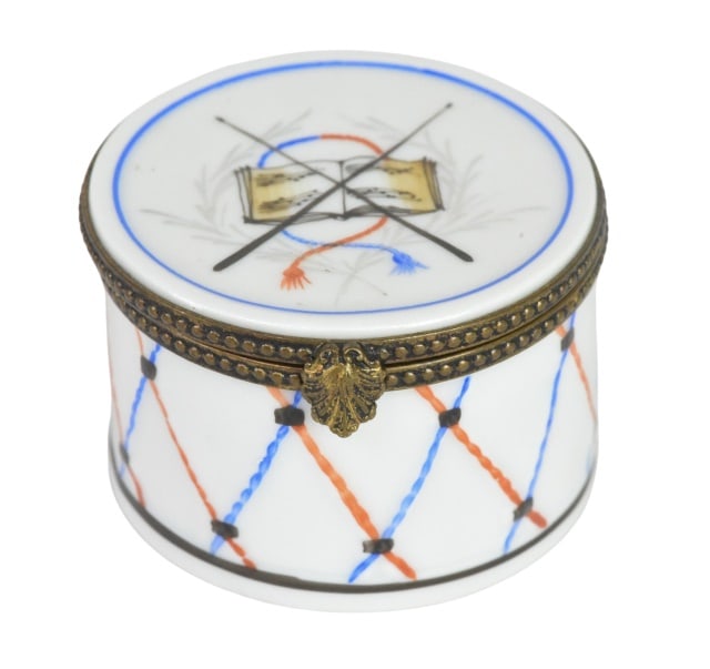Antique Limoges Peint Main Signed Rochard Drum (1 of 5)
