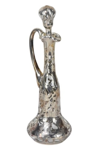 Antique Art Nouveau Sterling Overlay Decanter (1 of 9)