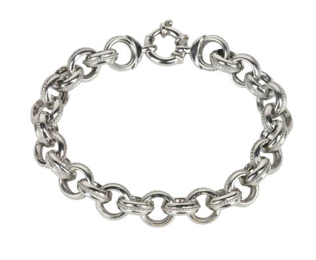 Milor Sterling Silver Textured Rolo Link Bracelet (1 of 7)
