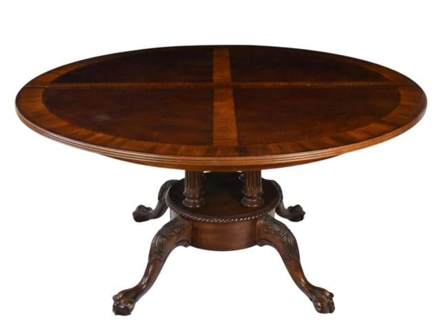 Chippendale Style Cross Banded Top Pedestal Table (1 of 15)