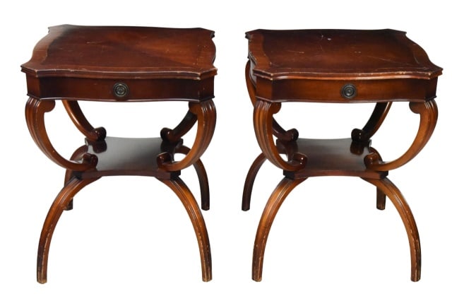Pair Vintage Regency Style Lamp Side Table Stands (1 of 9)