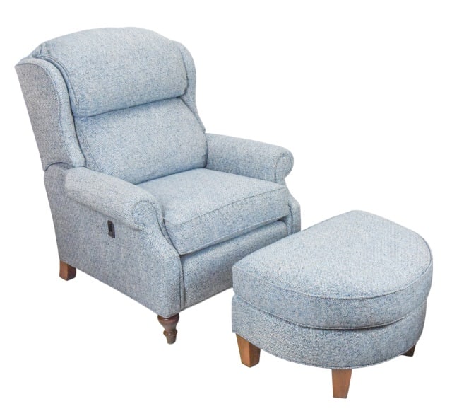 Smith Brothers High Back Lounger Chair & Ottoman: Smith Brothers Custom Upholstered Herringbone Pattern Fabric High Back Lounger Chair and OttomanChair measures 40 inches x 34 inches x 36 inches with a 20 inch seat height.Chair & Ottoman in excellent