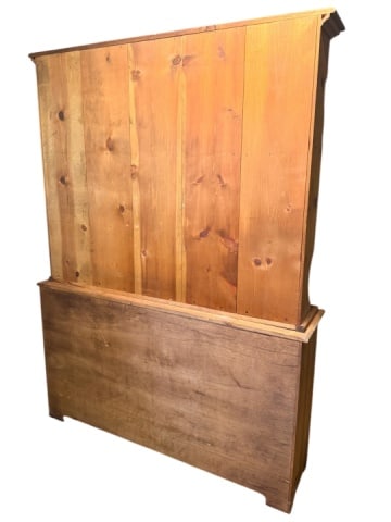 Vintage Two Piece Pine Hutch with Porcelain Knobs - 7