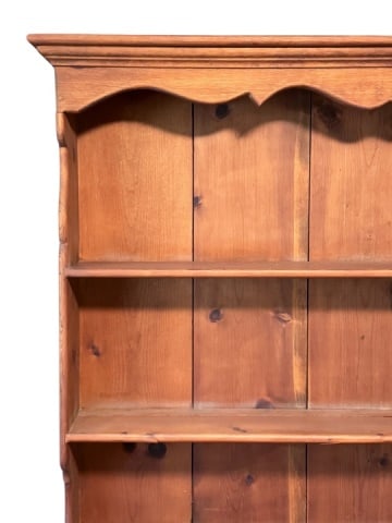 Vintage Two Piece Pine Hutch with Porcelain Knobs - 9