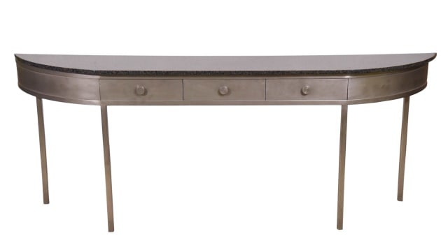 Michael Heltzer Three Drawer Granite Top Console: Michael Heltzer Three Drawer Granite Top Console Table.Measures 32 inches x 84 inches x 17 inches.