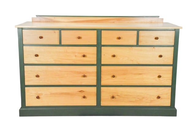 Custom Made Dorset Collection Dresser: Custom Made Dorset Collection Dresser with Hunter Green Color Accent Trim.Handcrafted Vermont Made Furniture.Measures 42 inches x 67 inches x 23 inches.All Dorset furniture is in excellent, near