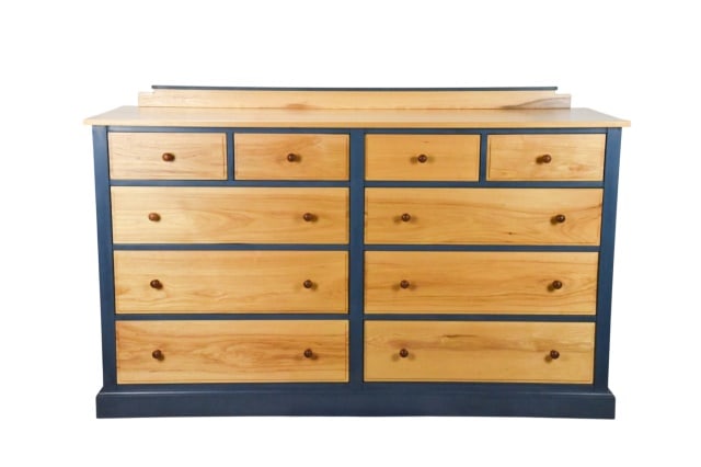 Custom Made Dorset Collection Dresser: Custom Made Dorset Collection Dresser with Prussian Blue Color Accent Trim.Handcrafted Vermont Made Furniture.Measures 42 inches x 67 inches x 23 inches.All Dorset furniture is in excellent, near