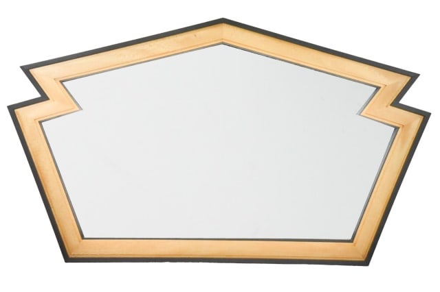 Custom Made Dorset Collection Geometric Mirror: Custom Made Dorset Collection Geometric Wall Mirror with Onyx Grey Color Accent Trim.Handcrafted Vermont Made Furniture.Measures 38 inches x 64 inches x 1 inchAll Dorset furniture is in excellent,