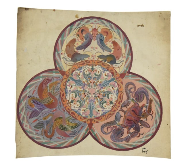 Nandalal Bose Untitled Watercolor Painting: Nandalal Bose Untitled Watercolor Painting.Measures 13 inches x 13.5 inches.Any condition statement is given as a courtesy to a client, is only an opinion and should not be treated as statement of fac