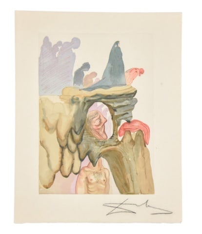 Salvador Dali The Crooks Hell Plate 8 Print: Salvador Dali Signed The Crooks Hell Plate 8 Woodcut Print 1963. Part of his series illustrating Dante's Divine Comedy.Measures 13 inches x 10.25 inches